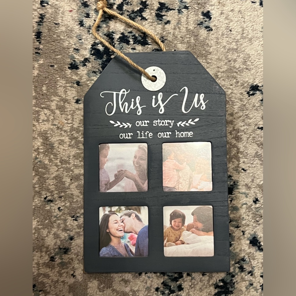 💕NEW💕Rustic Navy Blue Hanging Photo Frame with Sentimental Quote